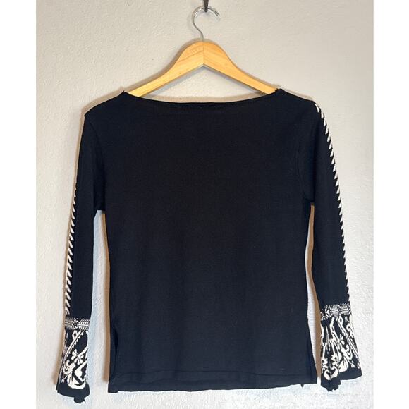 Vintage 90s Black Betty Sung Silk Bell Sleeve Sweater Medium Boho Fairygoth - Picture 5 of 9